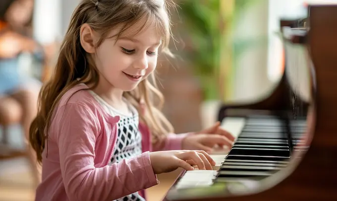 Student enjoying a private music lesson with an instructor at Arrow Music Center